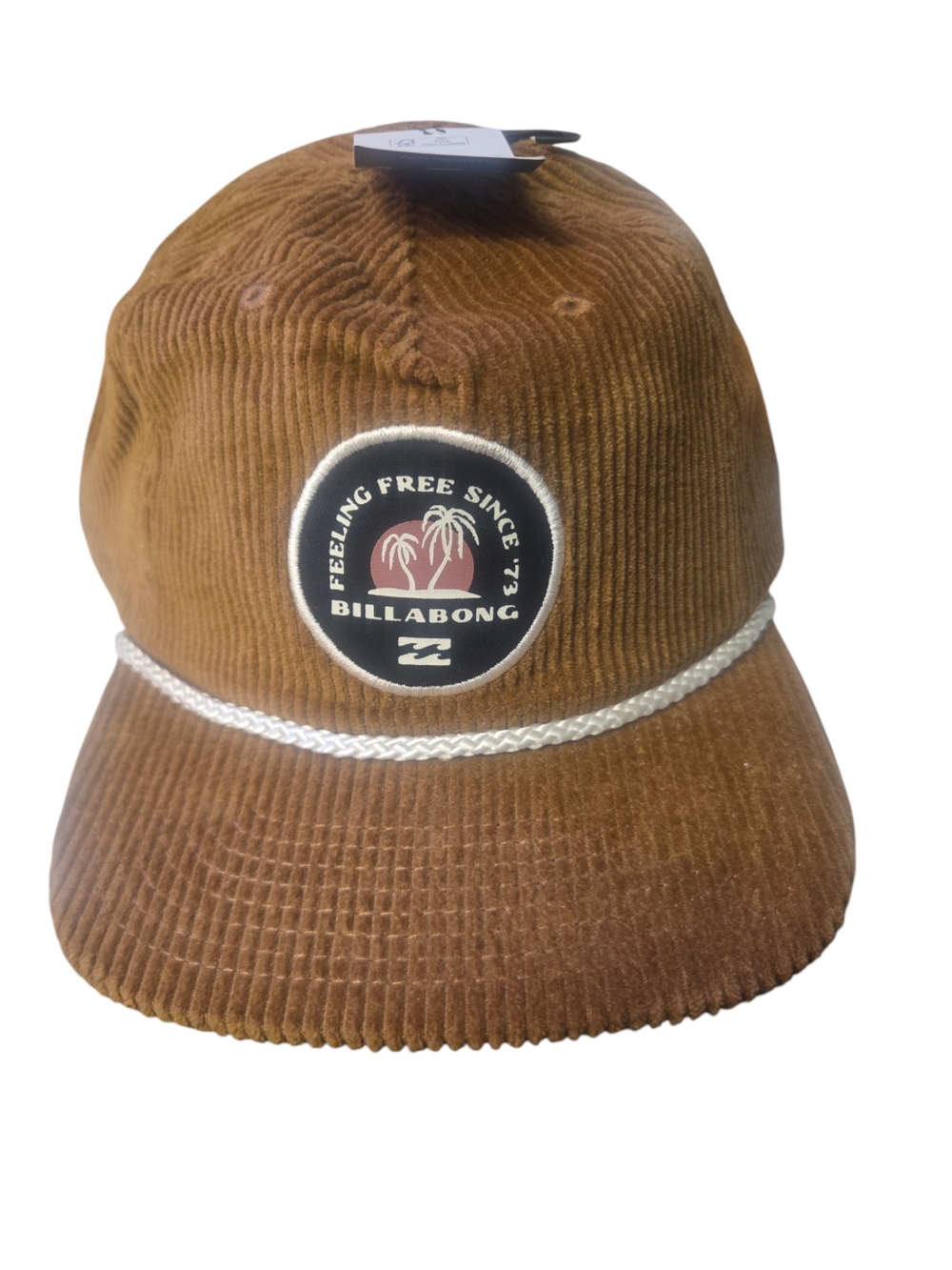 Billabong Brown Corduroy Hat with White Rope Trim